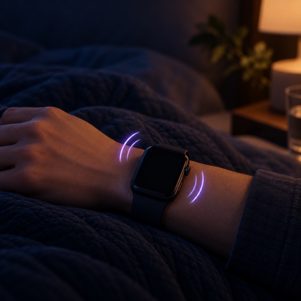 腕につけたApple Watchが振動している